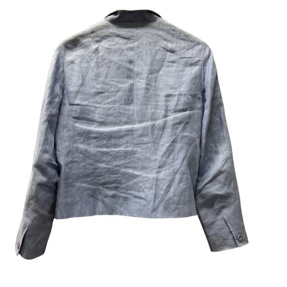 Talbots Blazer Womens 6 Blue Irish Linen Jacket Coastal 3 Button Crop Vintage - Picture 4 of 6